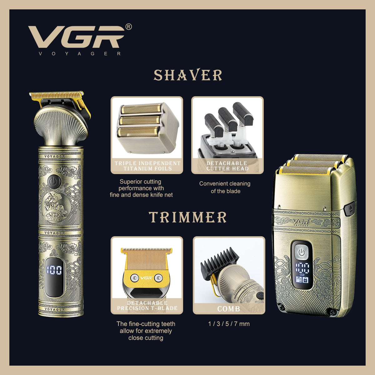 VGR V-649 Professional Hair Trimmer Shaver - HAB - Hair And Beauty