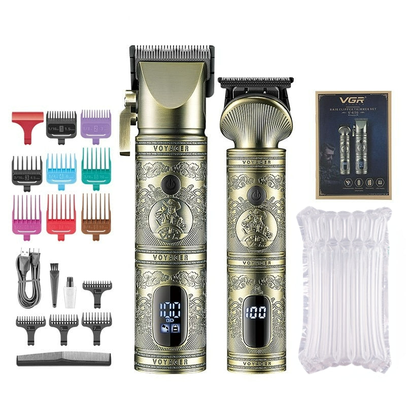 VGR V-670 Professional Hair Clipper Hair Trimmer Set Rechargeable Metal Housing LED Display with Travel Lock - HAB - Hair And Beauty