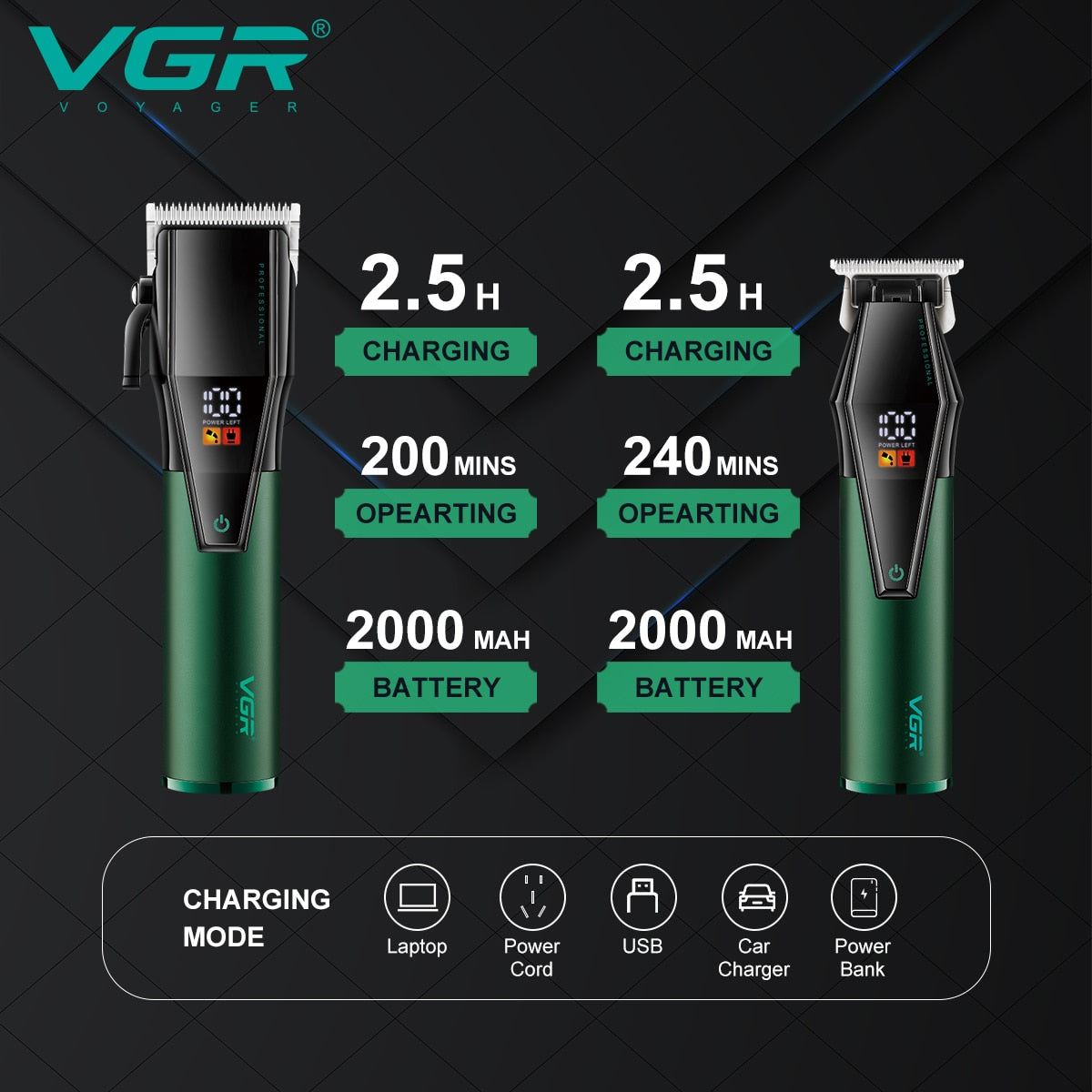 VGR V-677 Hair Trimmer Professional Clipper Set - HAB - Hair And Beauty