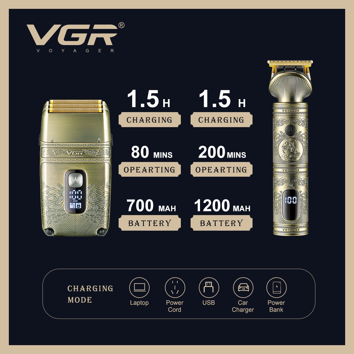 VGR V-649 Professional Hair Trimmer Shaver - HAB - Hair And Beauty