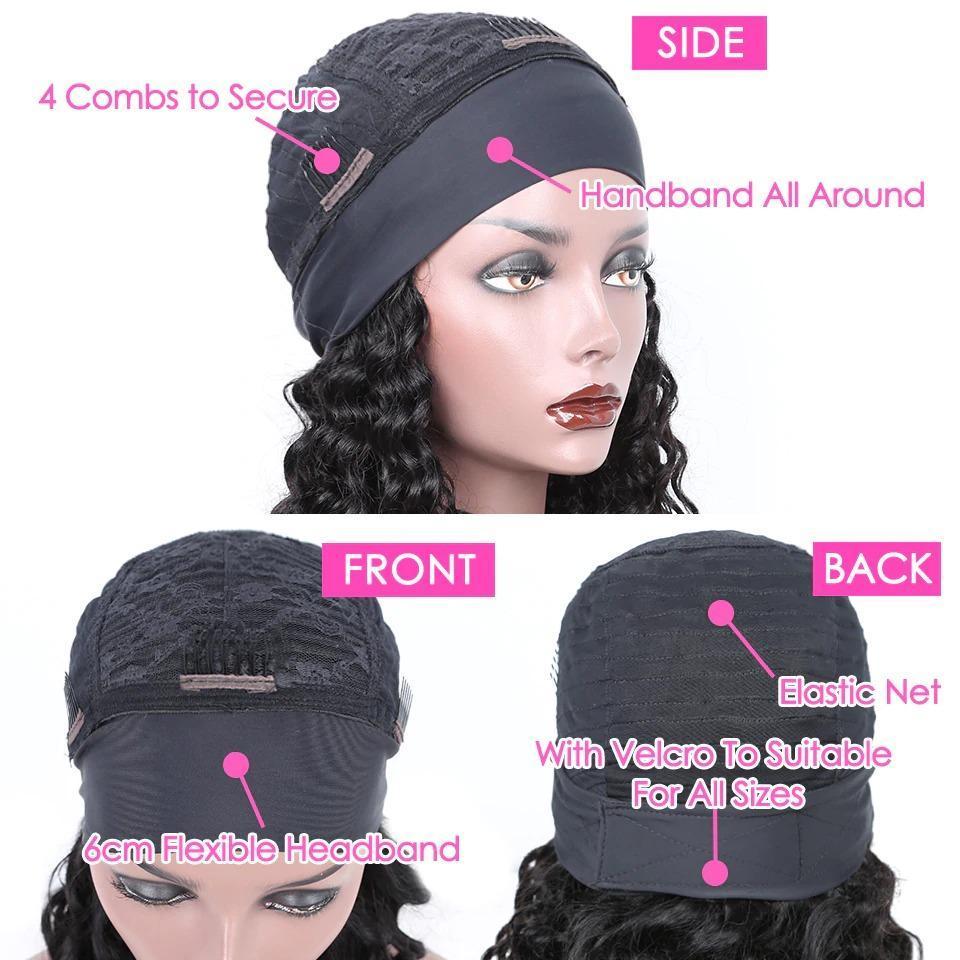 Headband Loose wave Scarf Human Hair Wigs - HAB 