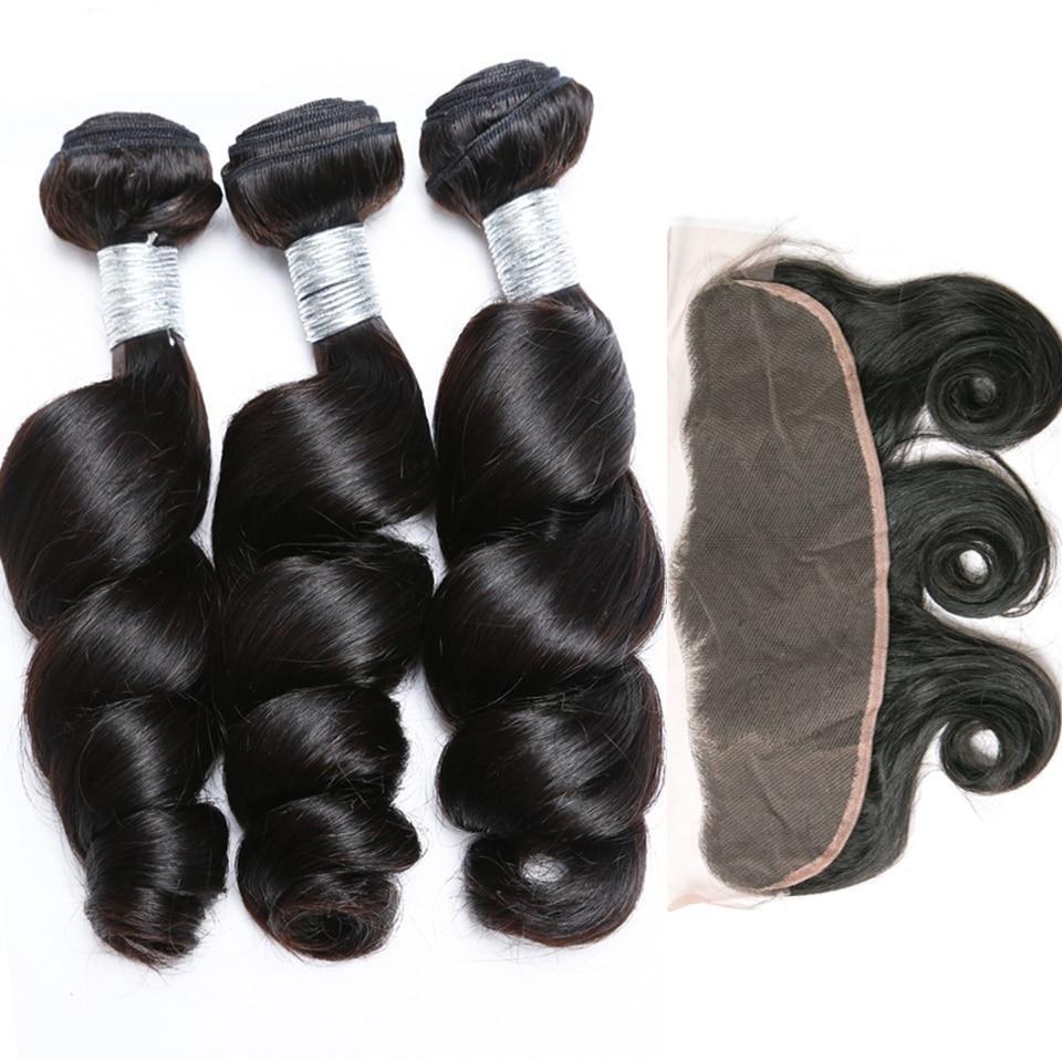 Loose Wave 10A Grade 3/4 bundles with 13x4 Frontal - HAB 