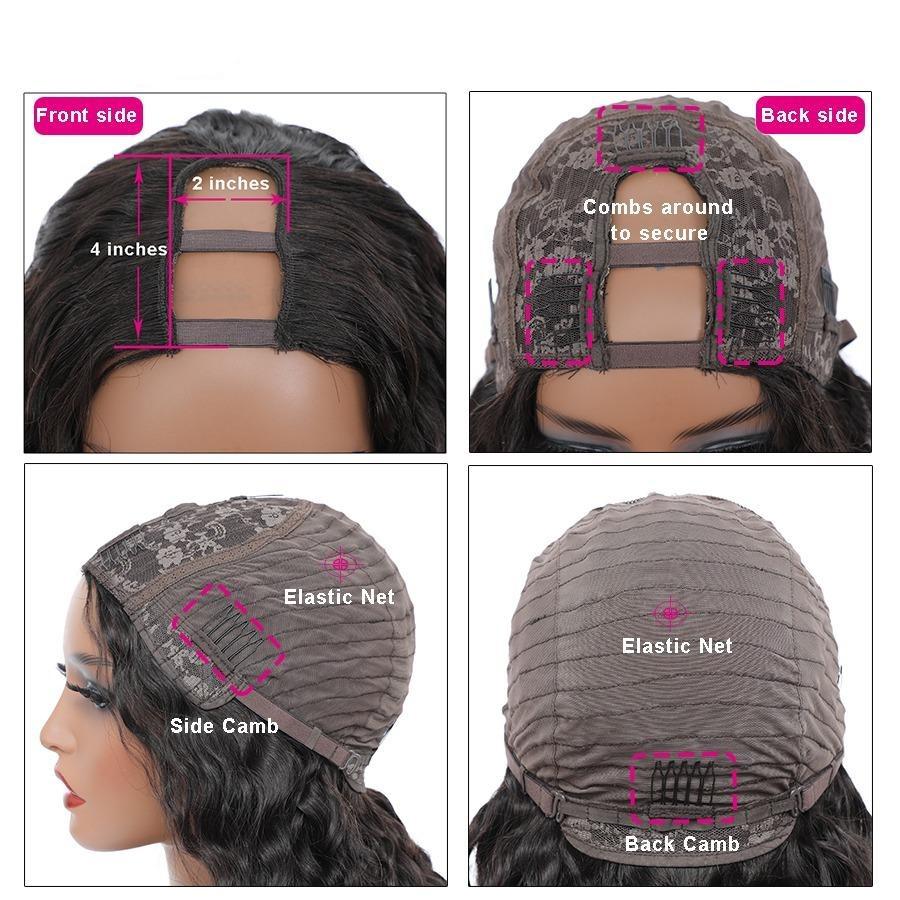 Water Wave U part Human Hair Wigs - HAB 