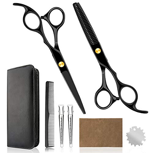 Hair Cutting Scissors Professional Home Haircutting Barber Salon Thinning Shears Kit 6CR 660C stainless steel with Comb and Case for Men/Women - HAB 