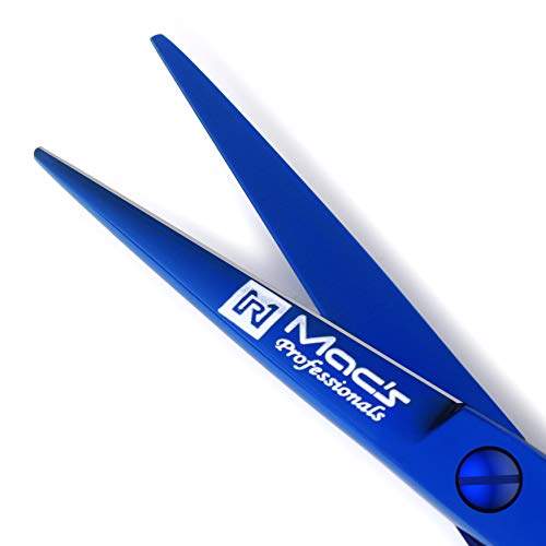 BARBER Hair Cutting Razors Edge Hair Cutting Shears/Scissors Professional - 5.5" Blue Titanium - New Style - For Styling Cut - Macs-2038 - HAB 