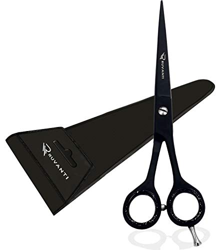 Ruvanti Professional Hair Cutting Scissors - Sharp Blades Hair Shears/Barber Scissors/Mustache Scissors - J2 Stainless Steel Hair Scissors - 6.5"- Haircut/Hairdresser Scissors for Kids, Men and Women. - HAB 