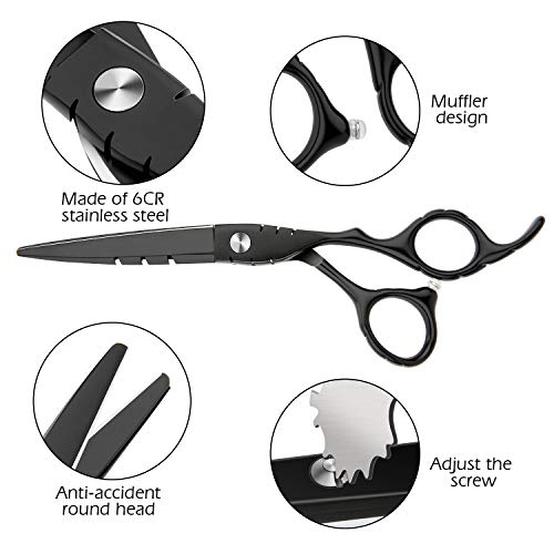 Hair Cutting Scissors Professional Home Haircutting Barber Salon Thinning Shears Kit 6CR 660C stainless steel with Comb and Case for Men/Women - HAB 