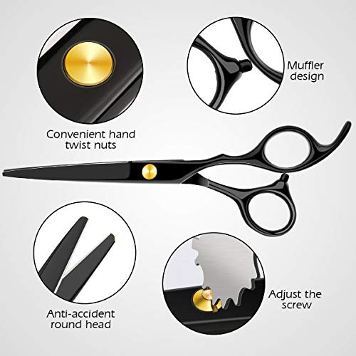 Hair Cutting Scissors Professional Home Haircutting Barber Salon Thinning Shears Kit 6CR 660C stainless steel with Comb and Case for Men/Women - HAB 