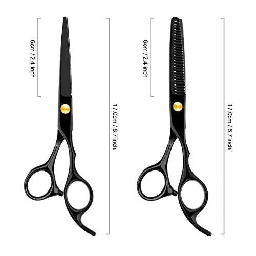 Hair Cutting Scissors Professional Home Haircutting Barber Salon Thinning Shears Kit 6CR 660C stainless steel with Comb and Case for Men/Women - HAB 