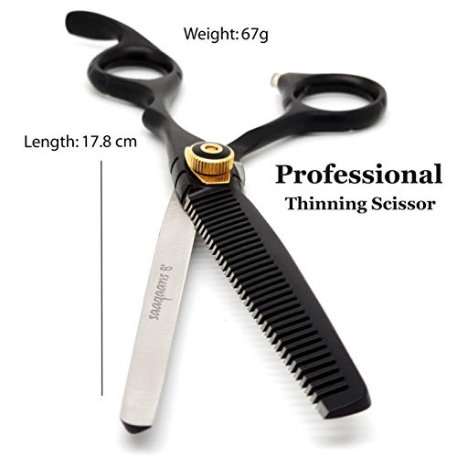 Saaqaans MSS-04 Stylish Haircut Scissors Set - Hair Cutting Scissor for Barber/Hairdresser/Hair Salon + Texture/Thinning Hairdressing Shear for Beautician + Straight Edge Razor + 10 Blades with Case - HAB 