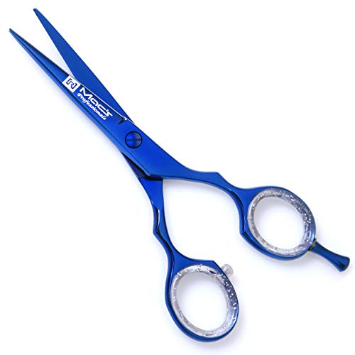 BARBER Hair Cutting Razors Edge Hair Cutting Shears/Scissors Professional - 5.5" Blue Titanium - New Style - For Styling Cut - Macs-2038 - HAB 