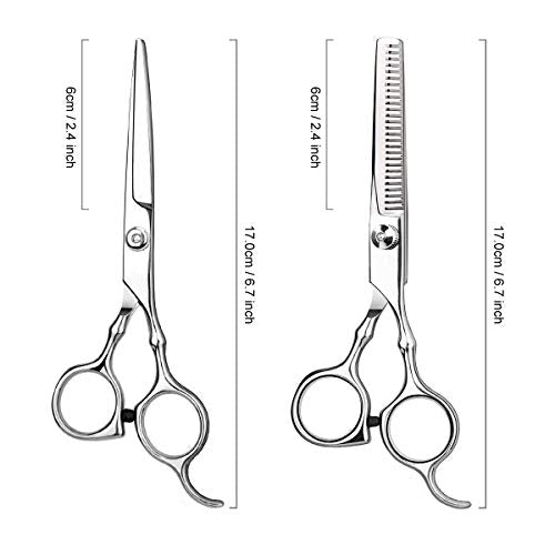 Hair Cutting Scissors Professional Home Haircutting Barber Salon Thinning Shears Kit 6CR 660C stainless steel with Comb and Case for Men/Women - HAB 