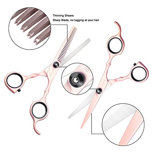 Professional Hair Cutting Scissors Barber Shears Set with Storage Case (Rose Gold) - HAB 