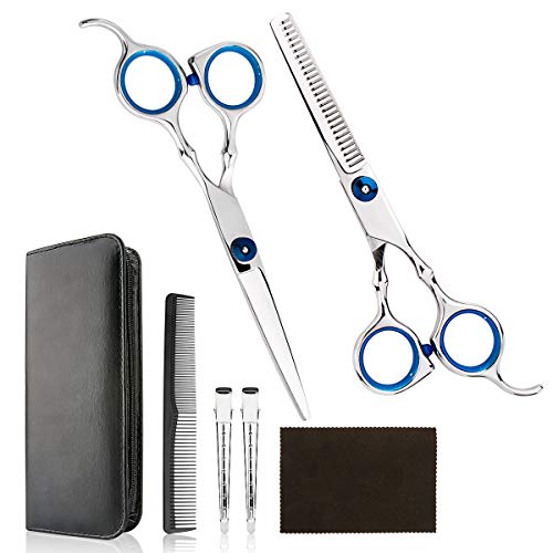 Hair Cutting Scissors Professional Home Haircutting Barber Salon Thinning Shears Kit 6CR 660C stainless steel with Comb and Case for Men/Women - HAB 