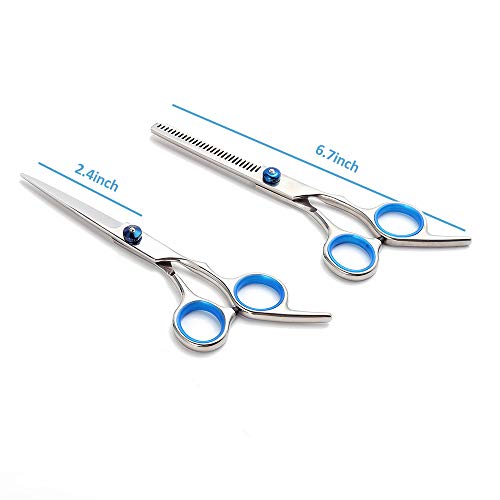 Professional Hair Cutting Scissors Set 10Pcs, Haircut Scissors Thinning Shears Multi-Use Haircut Kit, Hairdressing Scissors Stainless Steel with Comb and Case for Barber Salon Home - HAB 