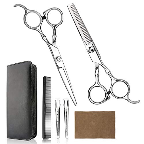 Hair Cutting Scissors Professional Home Haircutting Barber Salon Thinning Shears Kit 6CR 660C stainless steel with Comb and Case for Men/Women - HAB 