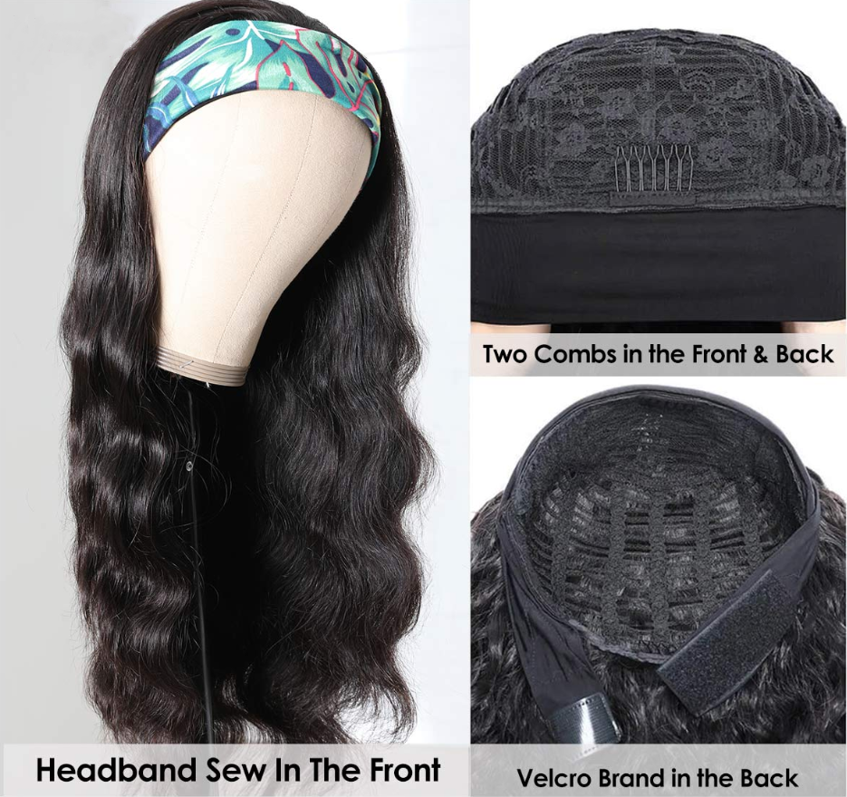 Headband Wig Body Wave Scarf Human Hair Wigs - HAB 