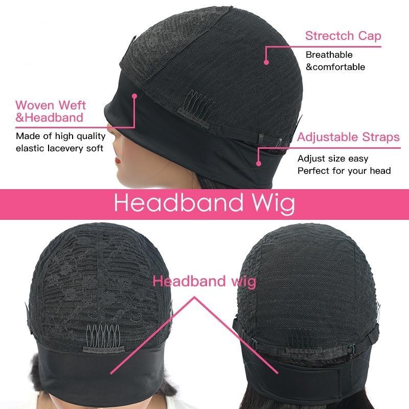 Headband Loose wave Scarf Human Hair Wigs - HAB 