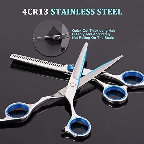 Chiulan 6" Hair Shears Set Hairdressing Haircut Kits of 6 Salon Shear Hair Professional Sharp Hair Cutting Thinning Scissors Set Kit for Barber Stylist - HAB 