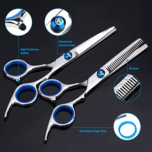 Chiulan 6" Hair Shears Set Hairdressing Haircut Kits of 6 Salon Shear Hair Professional Sharp Hair Cutting Thinning Scissors Set Kit for Barber Stylist - HAB 