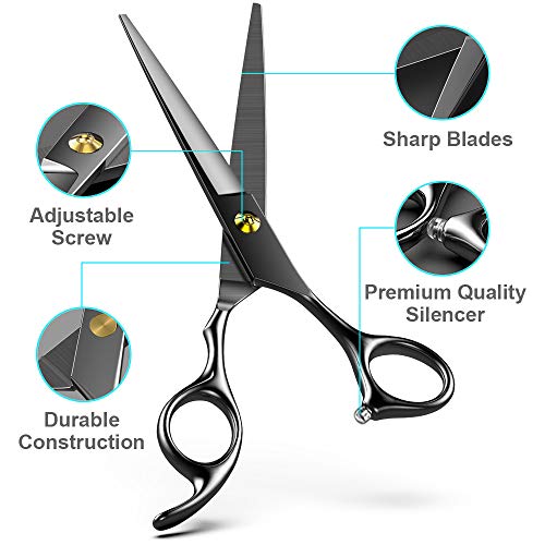 Hair Cutting Scissors Shears TINMARDA Professional 6.5 inch Barber Stainless Steel Hairdressing Razor Hair Cutting Shear for Men Women Kids Salon Home (Black) - HAB 