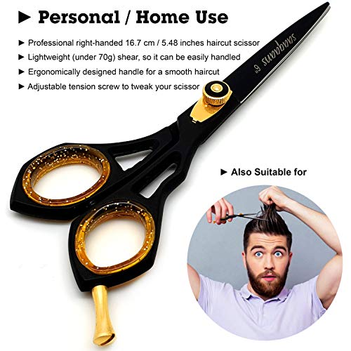 Saaqaans SQR-01 Professional Hairdressing Scissor - Perfect for Hair Salon/Barber/Hairdresser and Home use to Trim your Haircut/Beard/Moustache - Comes with Beautiful Black Pouch/Case - HAB 