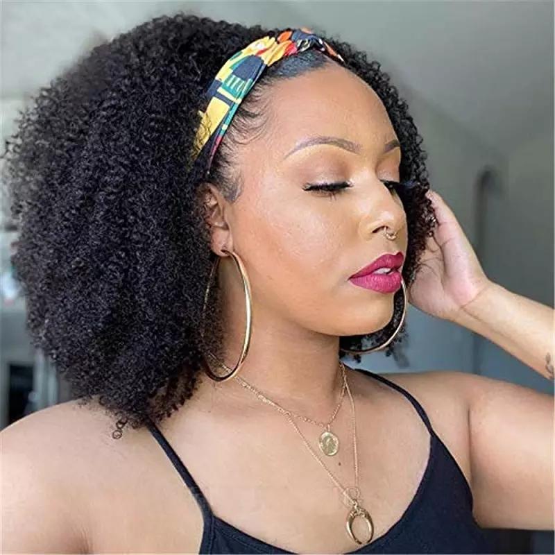 Headband Afro Kinky Curly Scarf Human Hair Wigs - HAB 