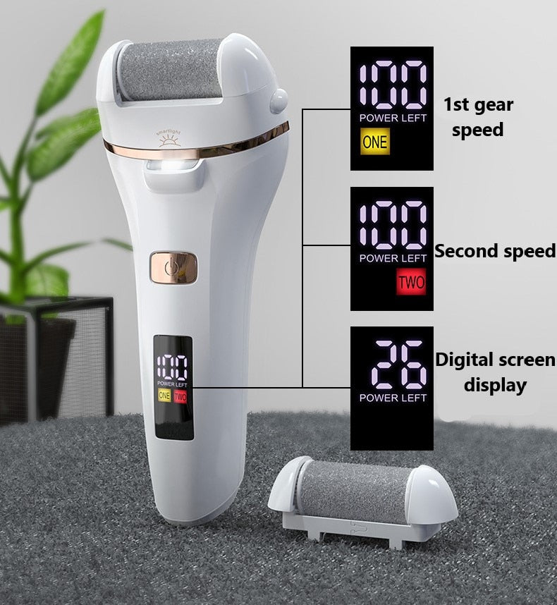 Electric Hard Skin Remover, Rechargeable Foot File, Waterproof Grinder with Light for Dry, Dead and Cracked Skin - HAB - Hair And Beauty