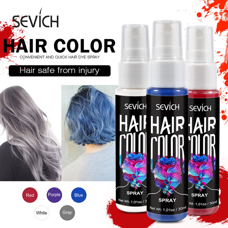 Sevich 8 Colors 30ml Hair Dye Spray Disposable Hair Quick Spray Waterproof Hair Dye Blue/Red Fashion Instant Hair Color Products - HAB - Hair And Beauty