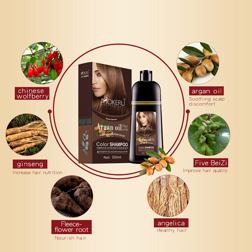 MOKERU Plant Extract Color Shampoo Argan Oil Hair Dye - HAB - Hair And Beauty