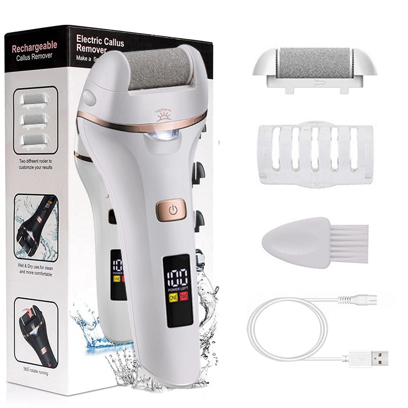 Electric Hard Skin Remover, Rechargeable Foot File, Waterproof Grinder with Light for Dry, Dead and Cracked Skin - HAB - Hair And Beauty