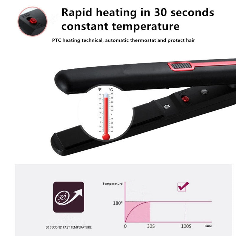 New Professional 2 in 1 Portable Hair Curler Hair Straightener Mini Flat Iron - HAB - Hair And Beauty