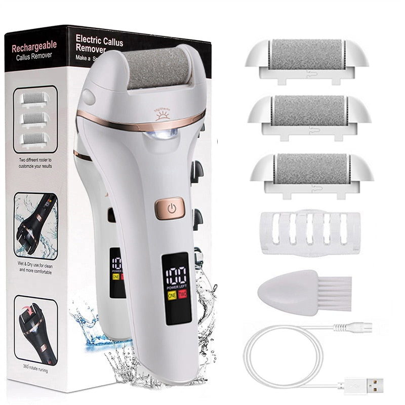 Electric Hard Skin Remover, Rechargeable Foot File, Waterproof Grinder with Light for Dry, Dead and Cracked Skin - HAB - Hair And Beauty