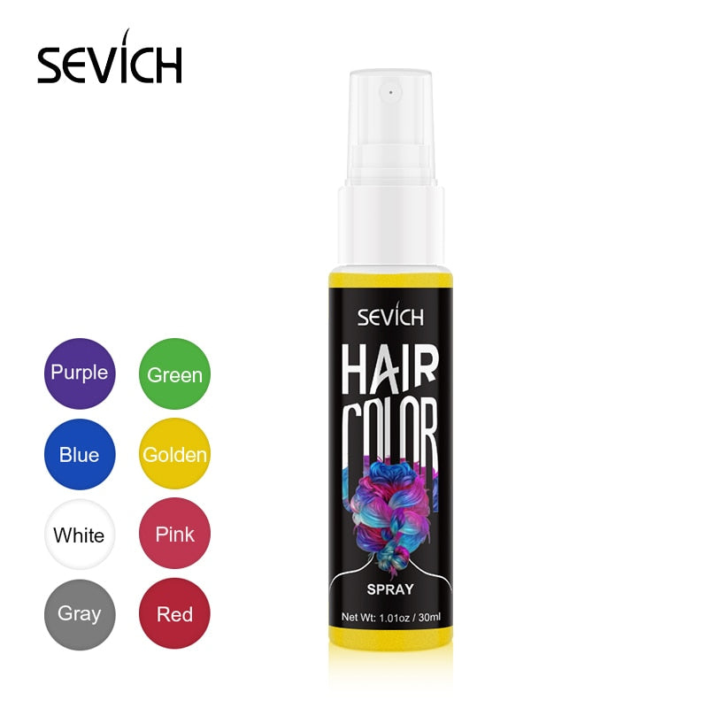 Sevich 8 Colors 30ml Hair Dye Spray Disposable Hair Quick Spray Waterproof Hair Dye Blue/Red Fashion Instant Hair Color Products - HAB - Hair And Beauty