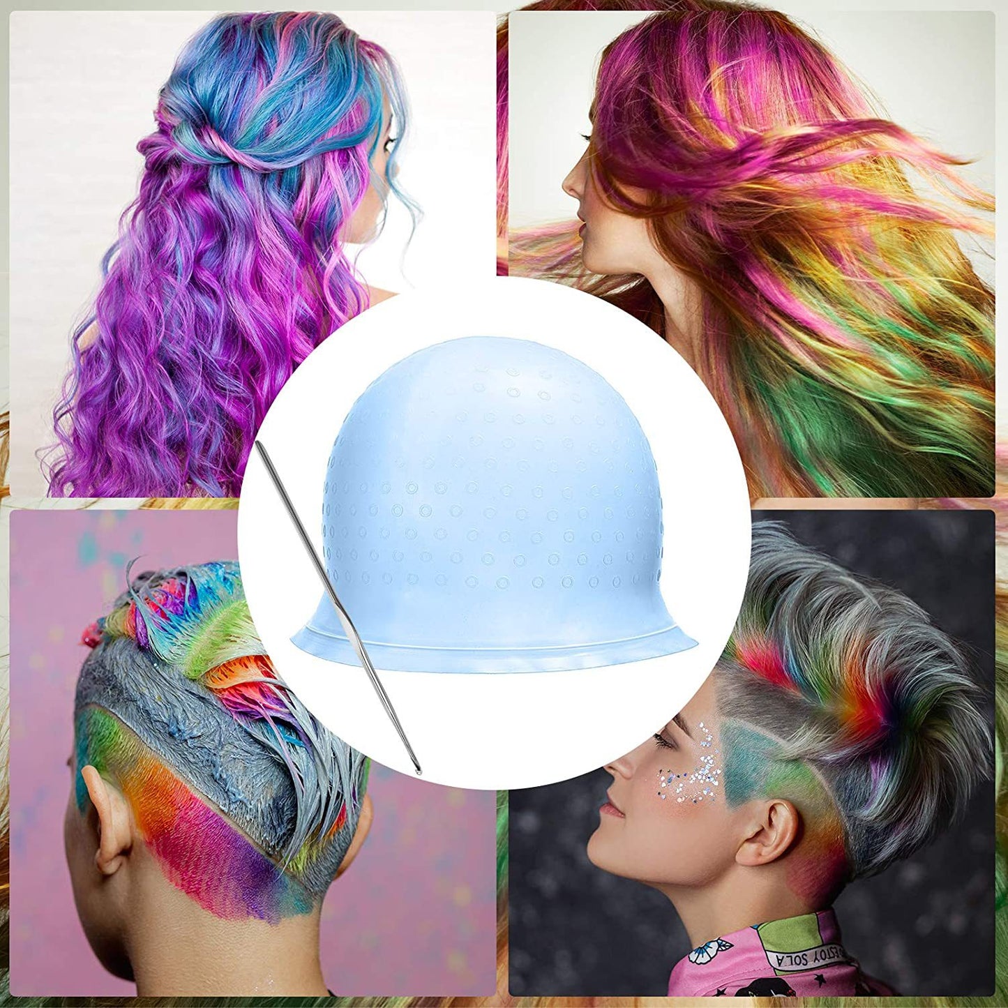 Reusable Silicone Coloring Highlighting Dye Cap Safety Breathable Hook - HAB - Hair And Beauty