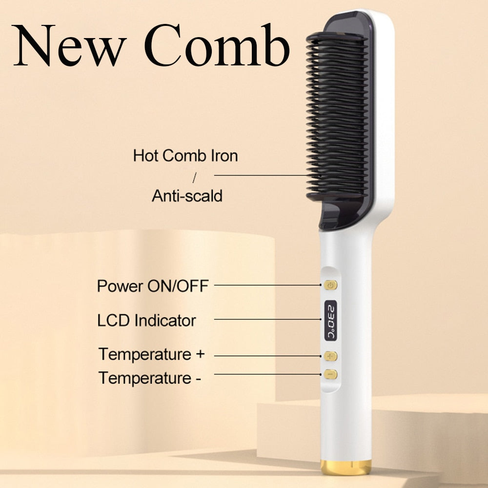 New Comb Hair Straightener Brush PTC Fast Heating Anti-Scald - HAB - Hair And Beauty