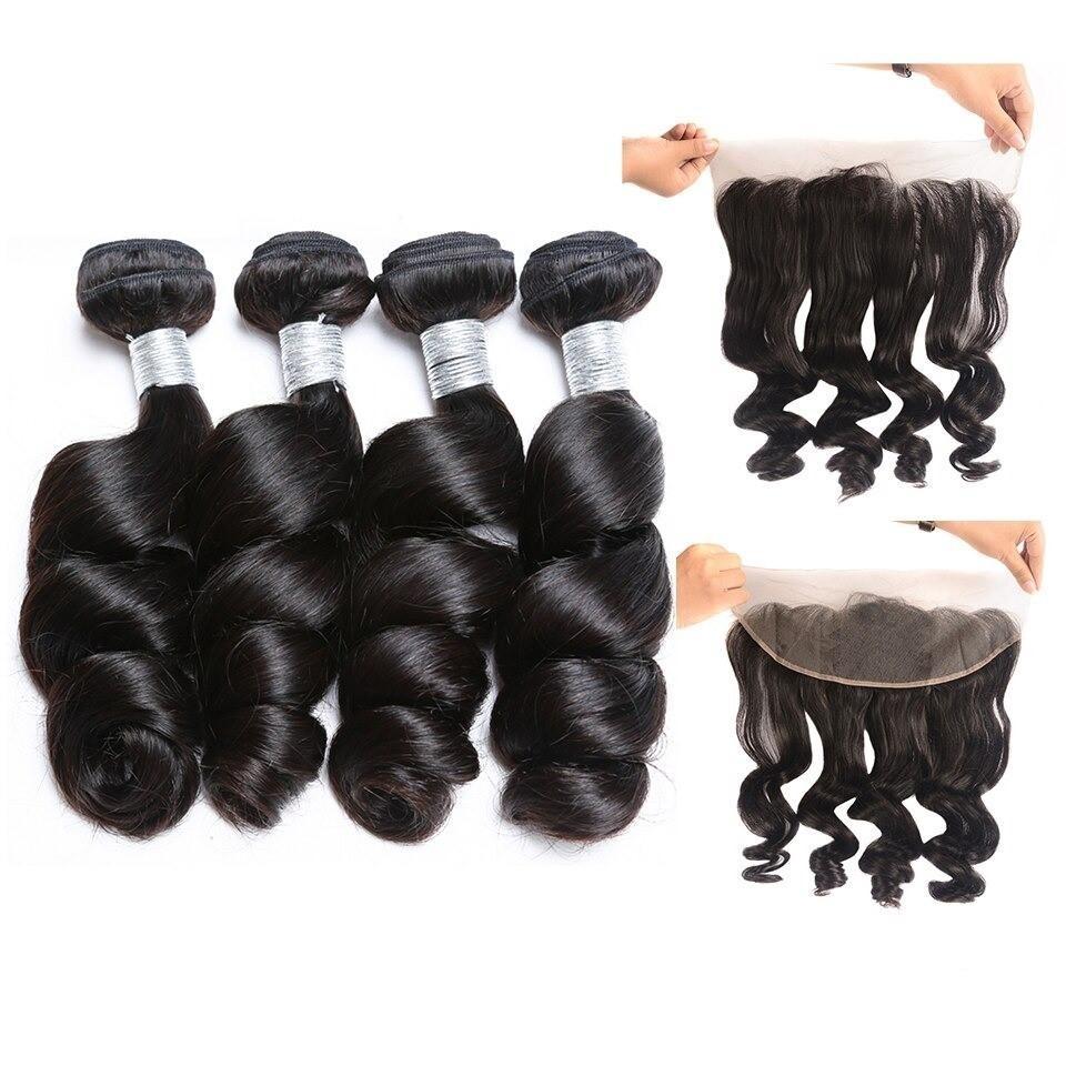 Loose Wave 10A Grade 3/4 bundles with 13x4 Frontal - HAB 