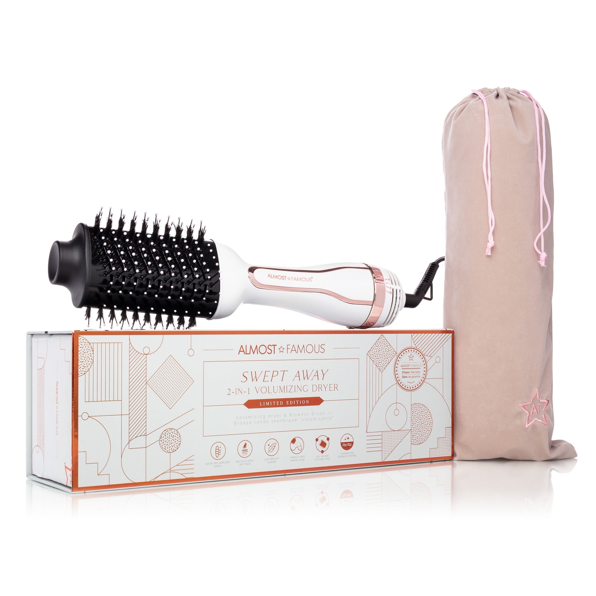 AF Swept Away 2inOne Volumizing Dryer Blowout Brush - Angelica White - HAB 