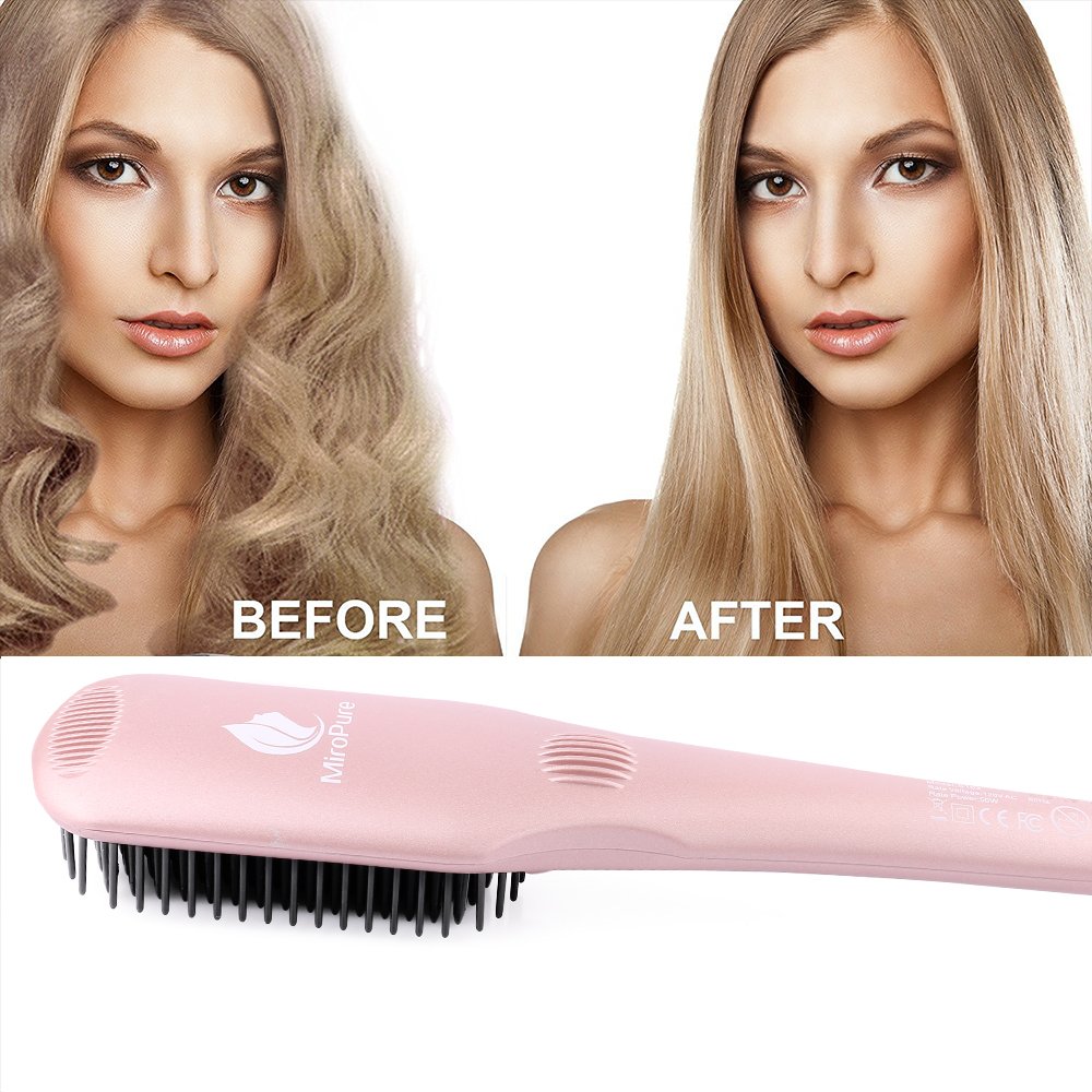 Miropure 2-in-1 Ionic Enhanced Hair Straightener Brush - HAB 