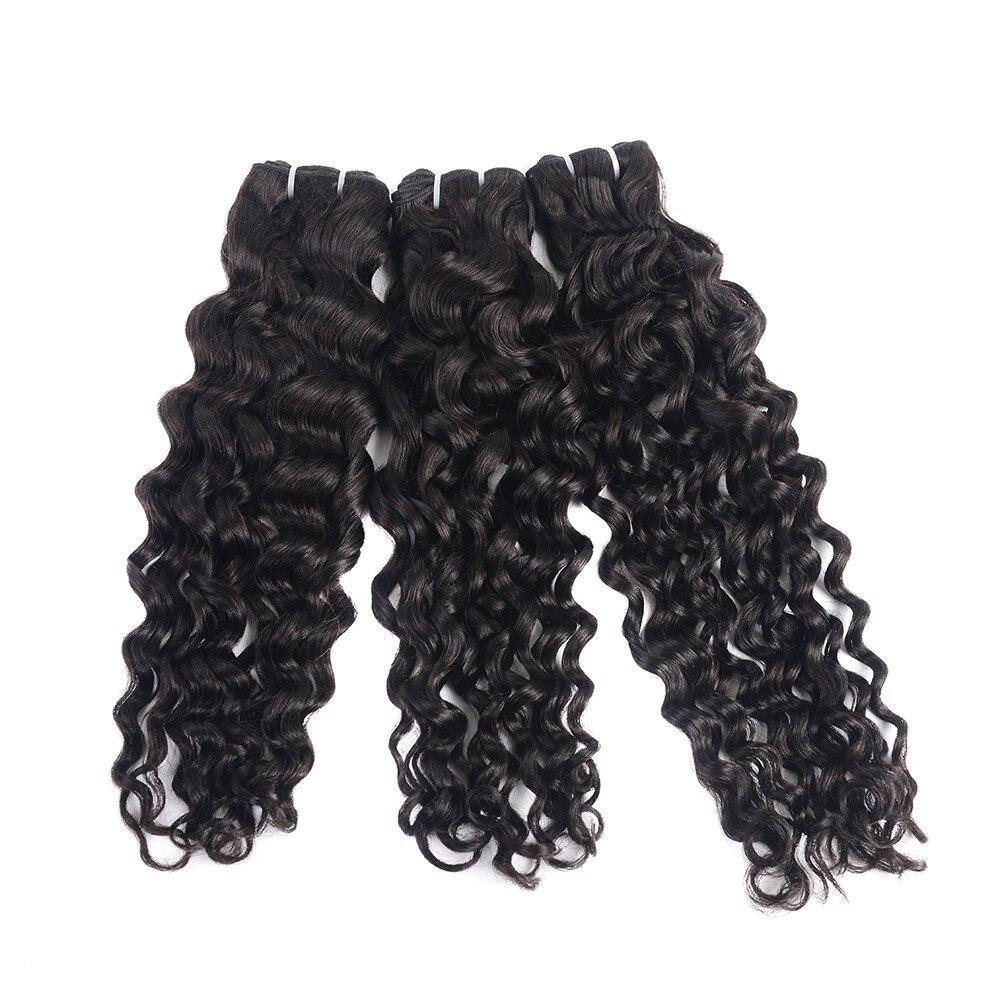 Super Double Drawn Water Wave Hair Bundles With Closure Pre Plucked - HAB 