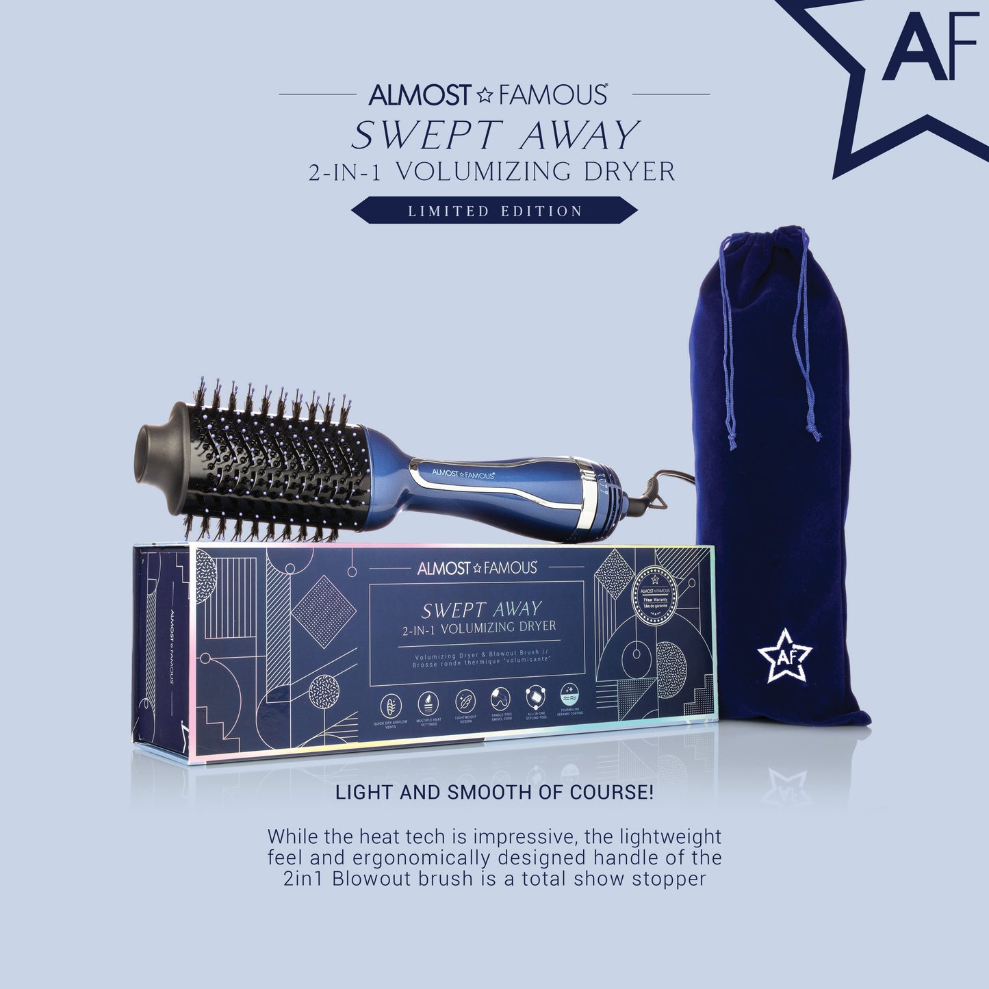 AF Swept Away 2inOne Volumizing Dryer Blowout Brush - Night Fever - HAB 