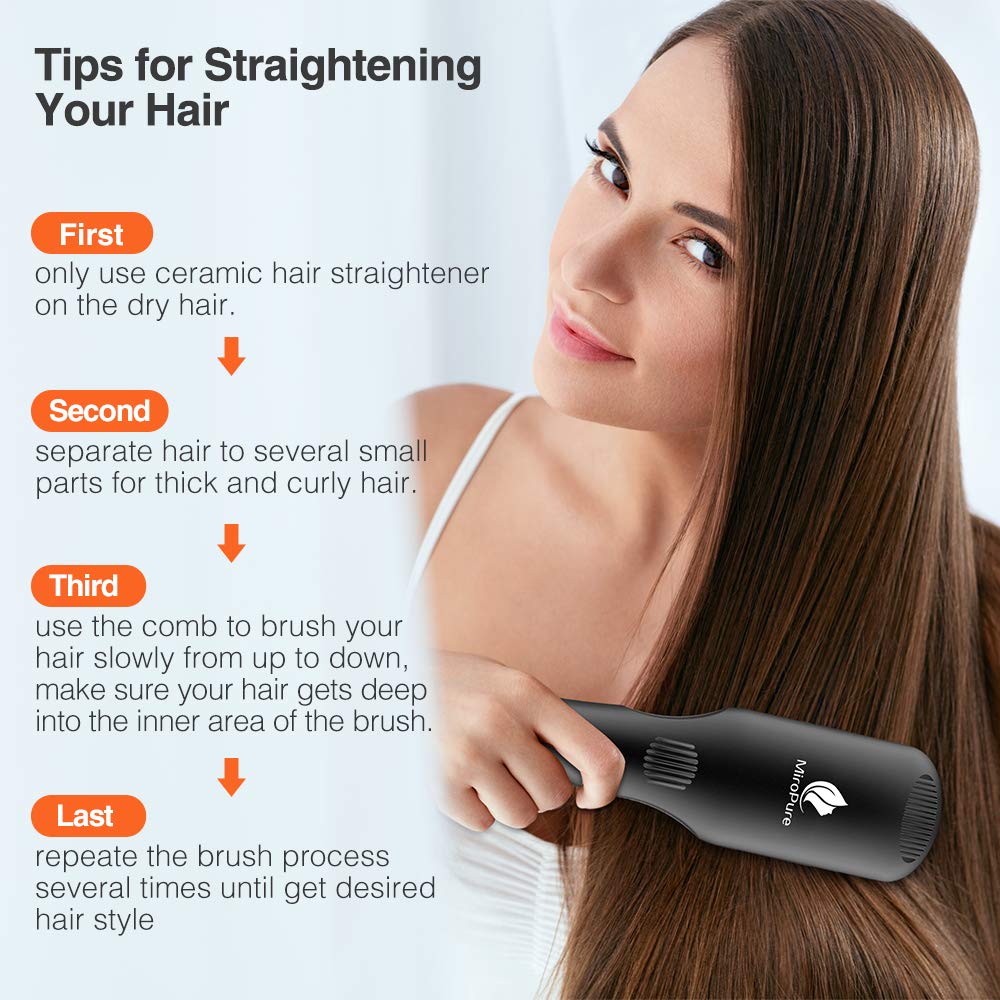 Miropure Enhanced Hair Straightener Brush with Anti-Scald - HAB 