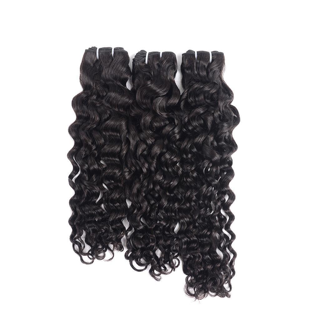 Super Double Drawn Water Wave Hair Bundles With Closure Pre Plucked - HAB 