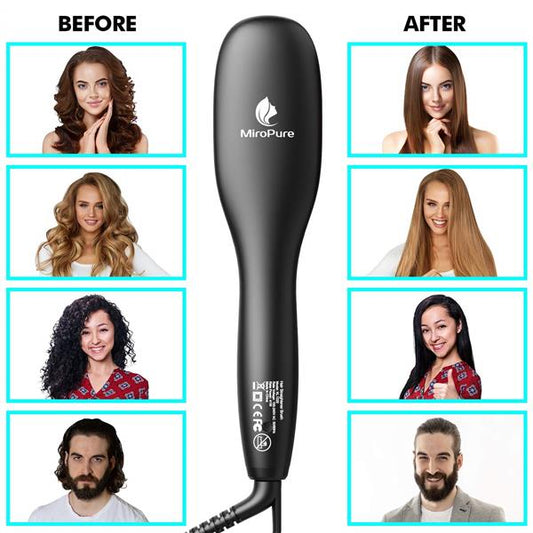 Hair Straightener Brush with Ionic Generator30s Fast Even Heating - HAB 