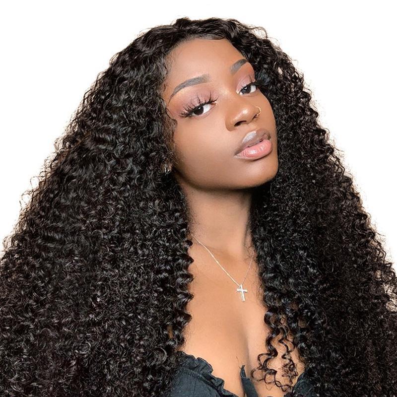 13x6 Kinky Curly Lace Frontal Human Hair Wigs - HAB 