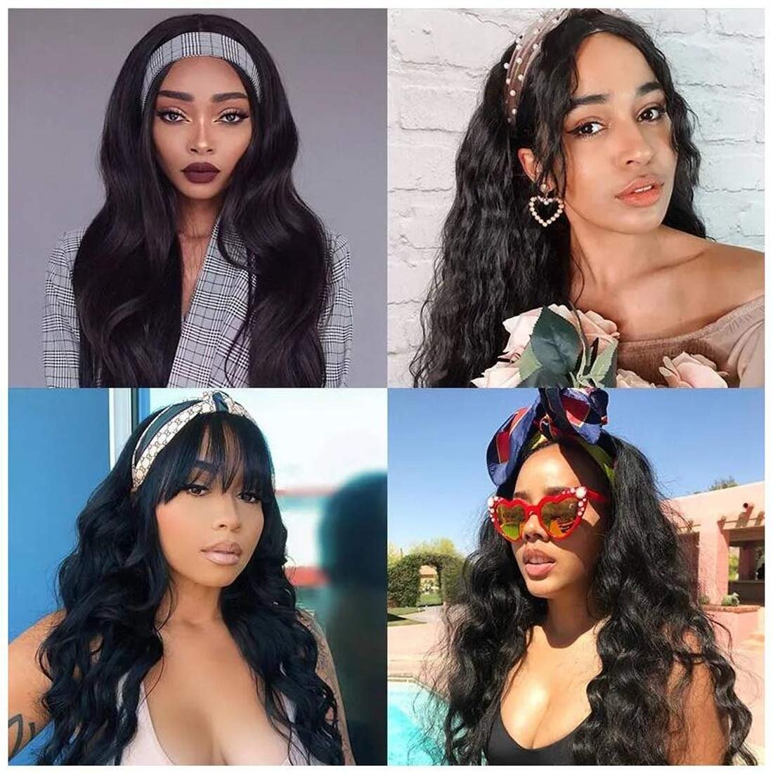 Headband Wig Body Wave Scarf Human Hair Wigs - HAB 