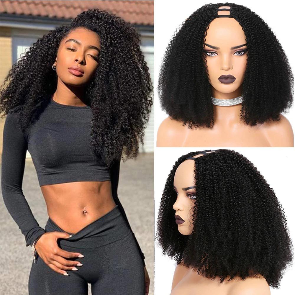 Afro Kinky Curly U part Human Hair Wigs - HAB 