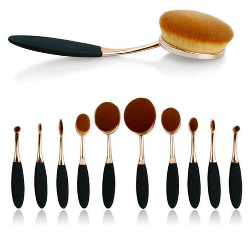 Beauty Experts Set of 10 Oval Beauty Brushes - HAB 