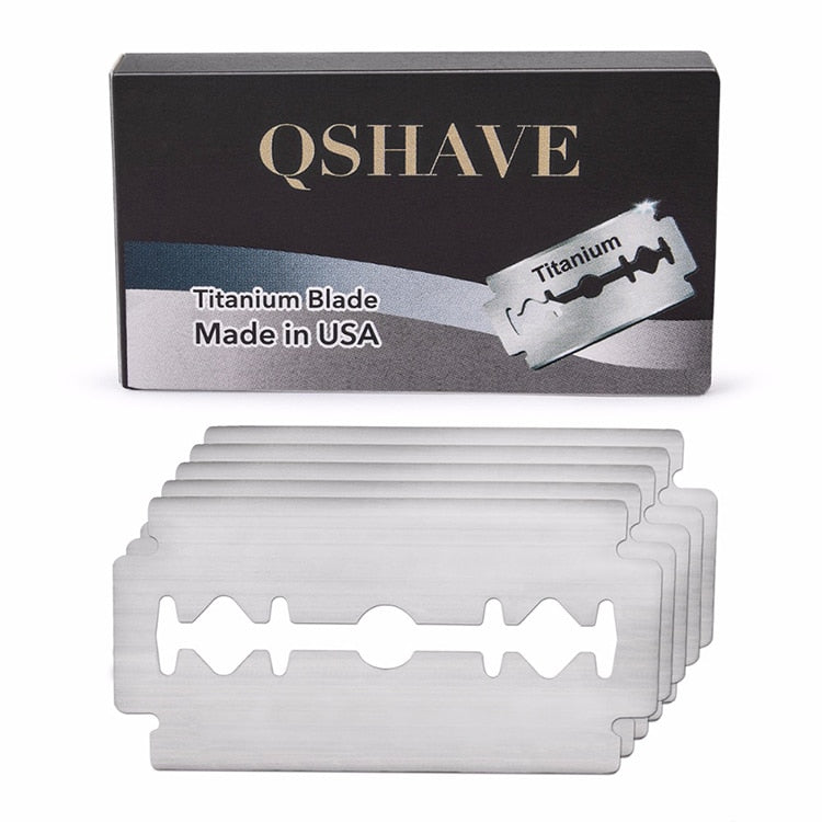 Qshave Double Edge Safety Razor Blade Straight Razor Titanium Blade Classic Safety Razor Blade Made in USA, 10 Blades - HAB 