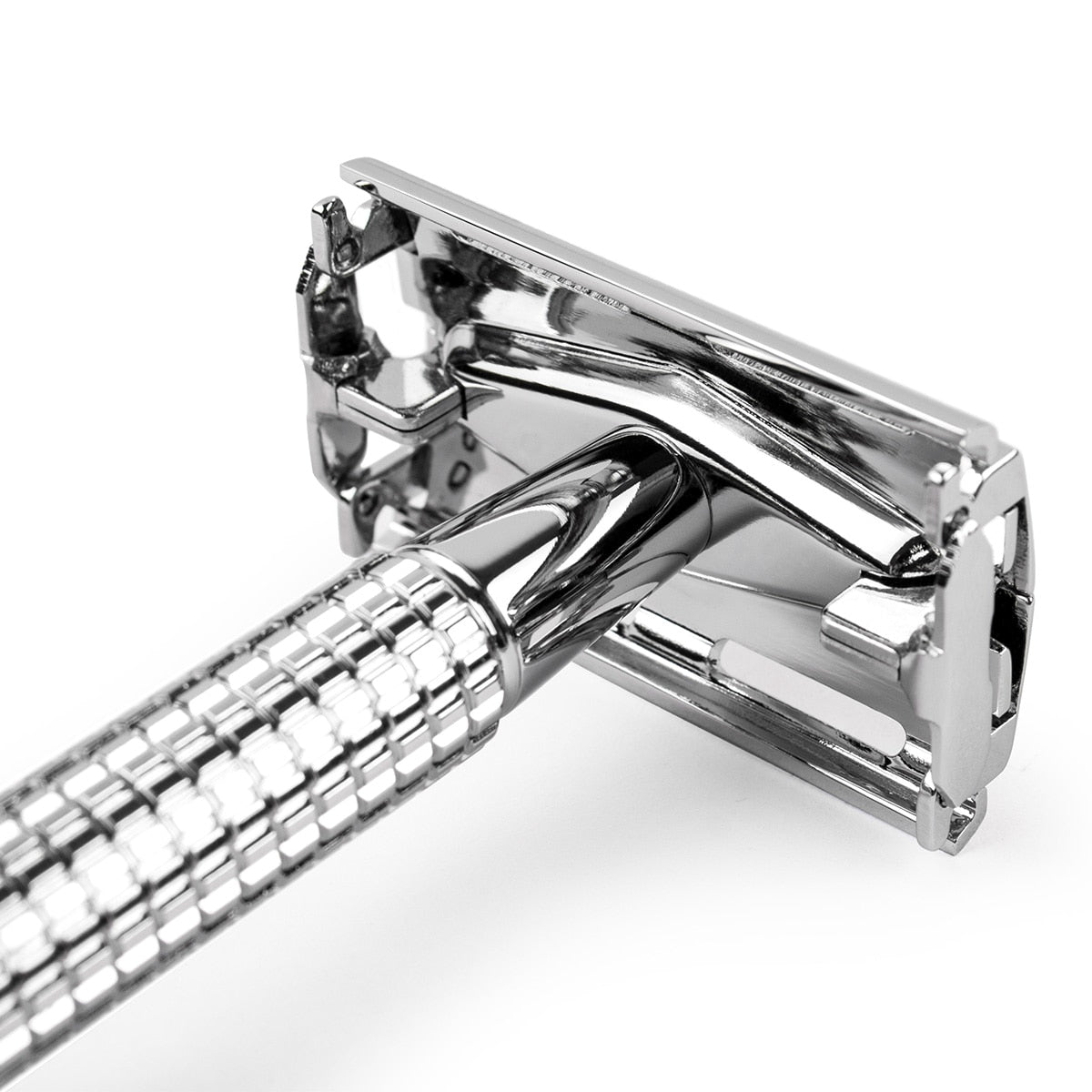 Qshave Double Edge Safety Razor Long Handle Butterfly Open Classic Safety Razor silver color, 1 Handle & 5 blades - HAB 